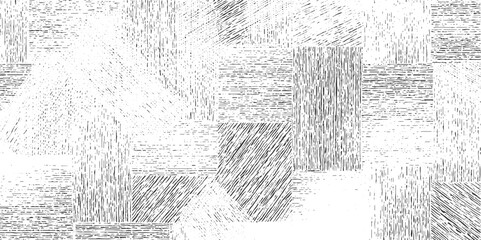 Fototapeta premium Black and white abstract pattern with varied line hatching in geometric shapes background texture