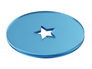 Isolated light-blue roundel with a five-pointed star cut out from its center, design