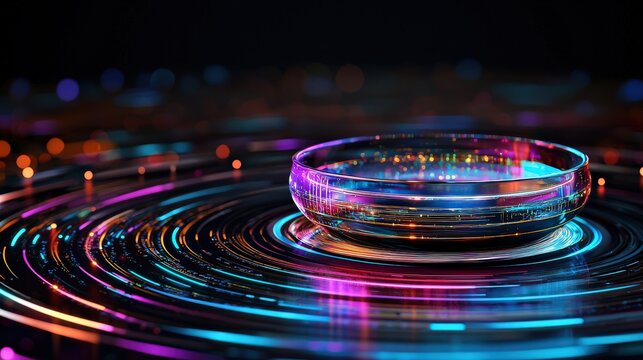 A quantum AI processor surrounded by glowing holograms, Rare Computing