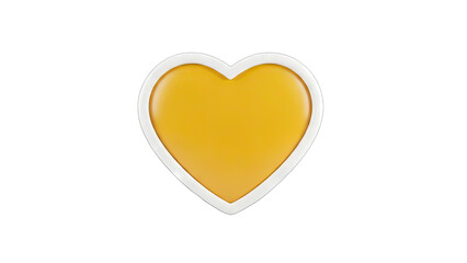 Yellow Heart with White Border on White Background