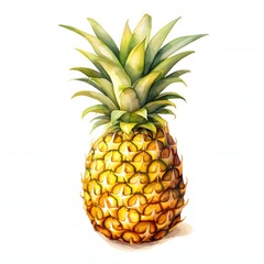 Fototapeta premium Fresh pineapple with textured skin stands against a pristine white backdrop
