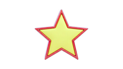 Yellow Star with Red Outline on White Background
