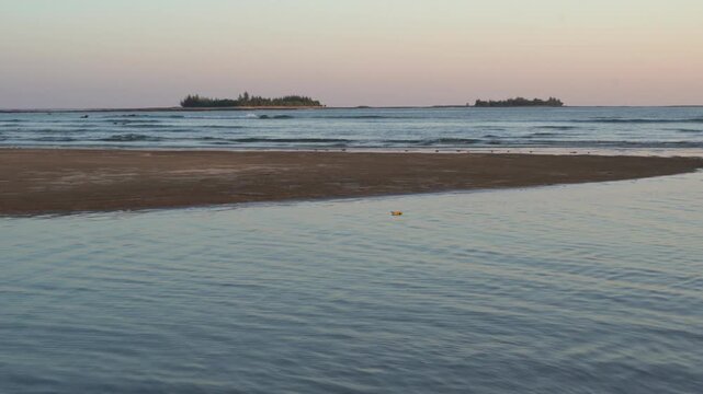 Calm Shallow Sea and Sandy Sandbar at Chera Dwip Island, Bangladesh