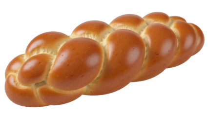 Isolated braided bread loaf freshly baked for breakfast or dessert, sweet golden treat