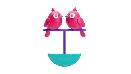 Two Pink Birds Perched on a Stand