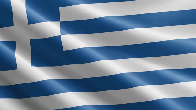 Greece Waving Flag Animation with Realistic Silk Texture Loop