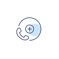 New contact, add call. Phone and plus symbol. Pixel perfect, editable stroke vector icon