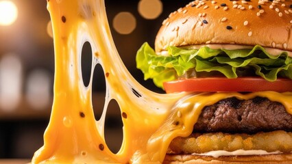 Close Up of Melting Cheese on a Burger