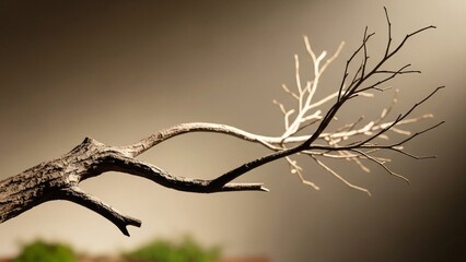 Silhouetted Dry Tree Branch against Sky