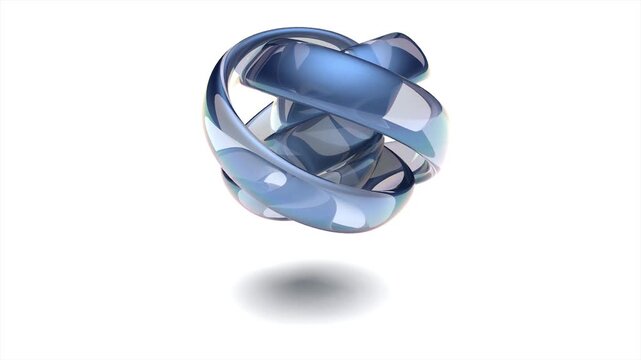 Abstract Blue knot on white bg rotate endless 4k