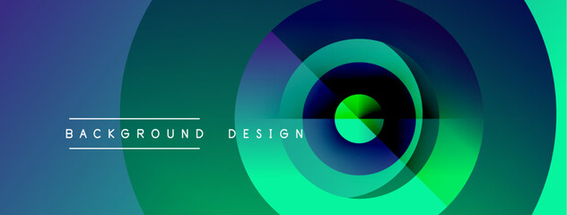 Fototapeta premium Abstract gradient circles create dynamic visual effect. Text labels background and design present simple composition. Modern, vibrant.