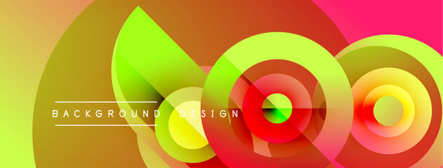 Obraz premium Abstract colorful design features overlapping circles, vibrant gradients. Text reads background design. Modern aesthetic, dynamic composition.