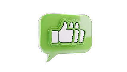 Thumbs Up Icon in Green Speech Bubble on White Background
