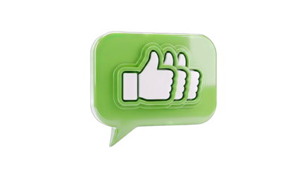 Thumbs Up Icon in Green Speech Bubble on White Background