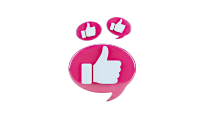 Thumbs Up Icons Floating on White Background