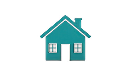 Teal House Icon on White Background