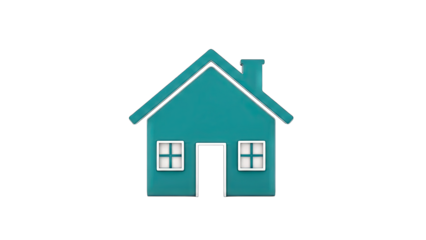 Teal House Icon on White Background