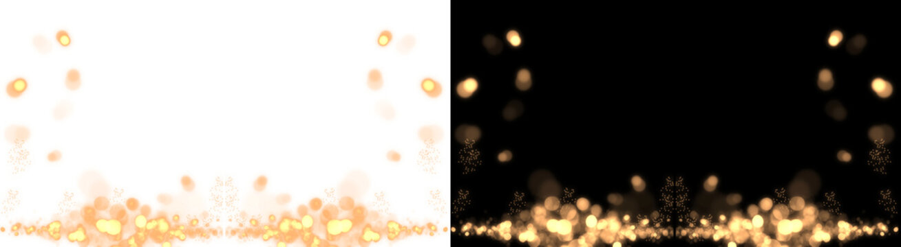 PNG image of&nbsp;Glowing orange and gold bokeh particles rise from the bottom border against a deep creating a festive overlay effect on transparent background