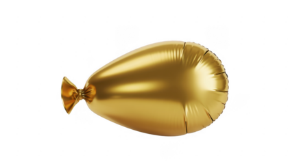Gold balloon tied isolated on a transparent background shiny metallic