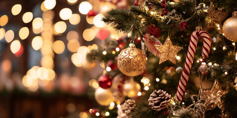 Christmas Tree with Decorations Background