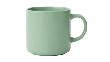 Isolated light green ceramic mug, minimalist design, kitchenware, drinkware, home accessory