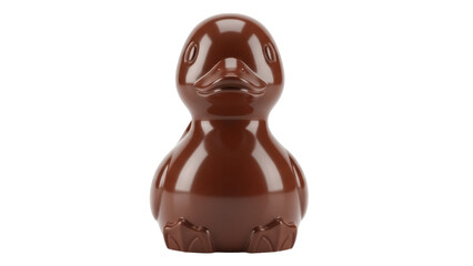 Isolated duck shape chocolate, a confection candy for kids, dark brown Easter treat