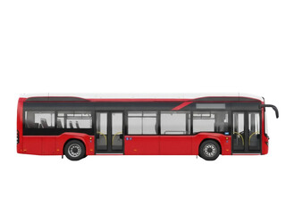 Isolated modern red city bus vehicle transportation urban commuter service traffic © Vetle