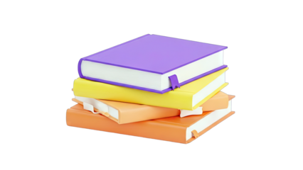 Stack of Colorful Books on White Background