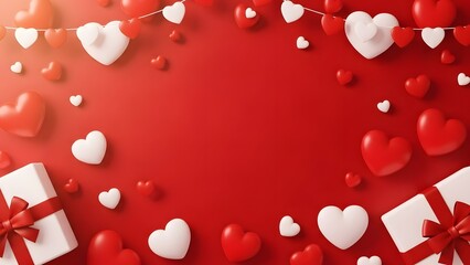 Obraz premium Valentine s day background with hearts and gifts