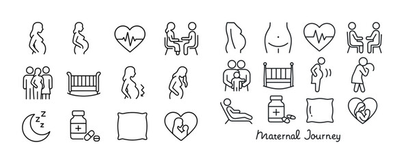 Fototapeta premium Maternity icons: pregnancy, heartbeat, consultation, parenting,