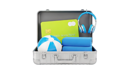 Suitcase Packed with Travel Essentials