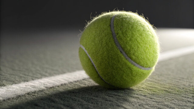 Tennis Ball on Court Line