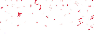 The background features red and pink confetti arranged in a zigzag pattern for celebration. A decorative vector illustration for the festive season.