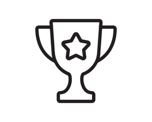 Winning Trophy Cup with Star Symbol Line Icon Vector