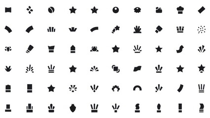A collection of various black icons, including chess pieces, stars, crowns, and abstract shapes, arranged in a grid. © ARIF