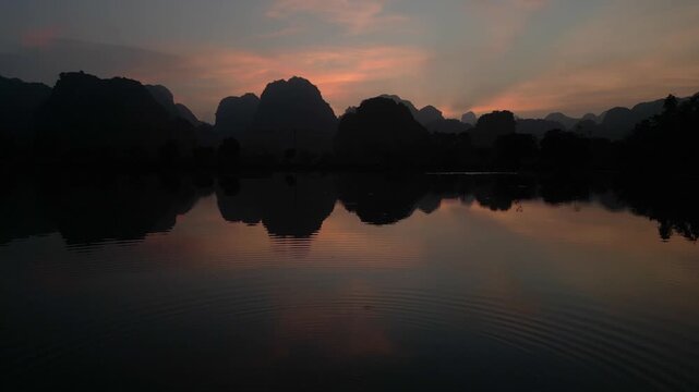 Asia, Ninh B&igrave;nh and Tam Coc  in the Red River Delta region of Vietnam -  limestone karst formations emerge from rice paddies and rivers "Halong Bay on Earth" -  countryside flooded by typhoon