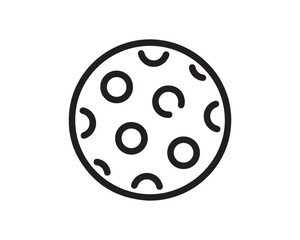 Moon or Planet with Craters Outline Icon. Space Object Black Line Vector