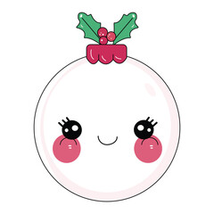 Cute kawaii christmas ball icon vector illustration graphic design