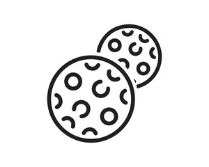 Two Overlapping Cookies Line Icon Black and White Outline Illustration