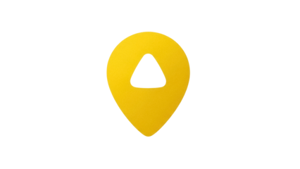 Isolated location pin icon in yellow, representing mapping and direction services