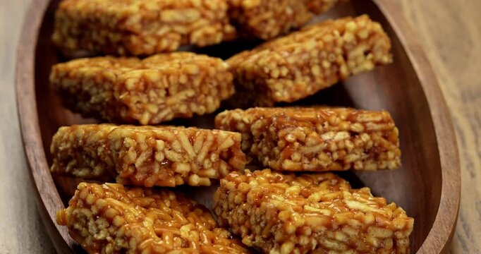 Tilgul Chikki on Plate &ndash; Traditional Sesame and Jaggery Indian Sweet Snack
