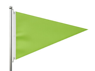 Isolated Green Triangle Flag, Triangle Pennant Symbol on Metal Pole, Banner Template Mockup