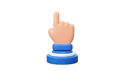 3D Hand Pointing Up on Blue Base Isolated