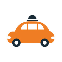 Orange Taxi Cab Icon City Transportation and Urban Travel Vector Illustration