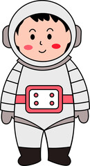 Comic cartoon astronaut character. Space man cosmonaut in spacesuit. Cute Astronaut In Space. Science Technology Icon Concept. Flat Cartoon Style