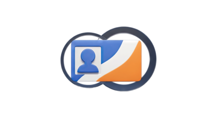 3D ID Card Icon with Circle Frame on White Background