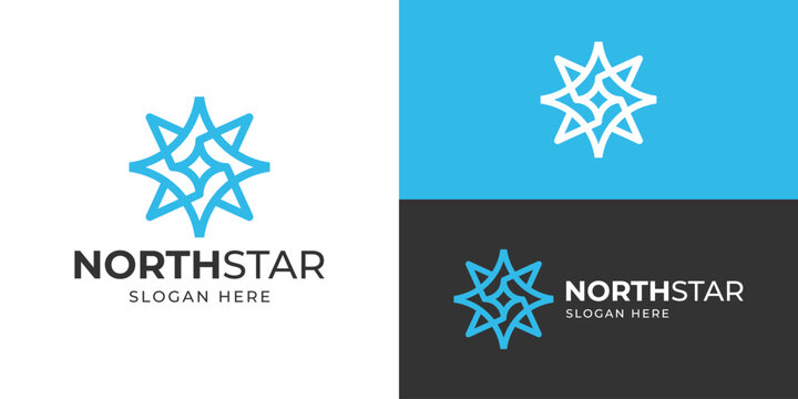 Creative simple north star logo template. Compass logo design vector illustration.