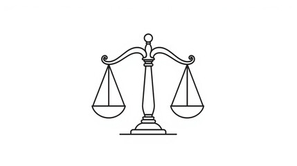 Elegant Balance of Justice - Minimal One Line Legal Symbol