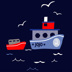 sea boat  t shirt print 