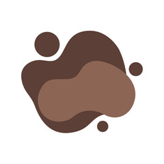 Abstract brown fluid shapes forming a dynamic liquid blob design element